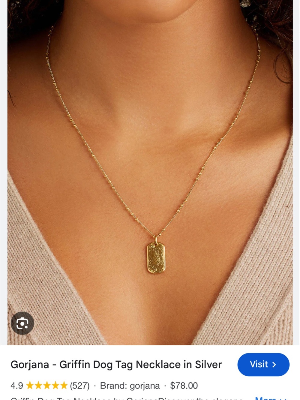 Gorjana Griffin Dog Tag Necklace in 18K Gold -NWT